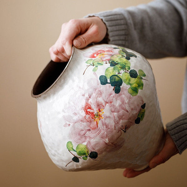 Modern Porcelain Flower Vases, Flower Vases on Table, Handmade Water Holding Flower Vases, Centerpiece on Dining Table, Ceramic Bouquet Vases-artworkcanvas