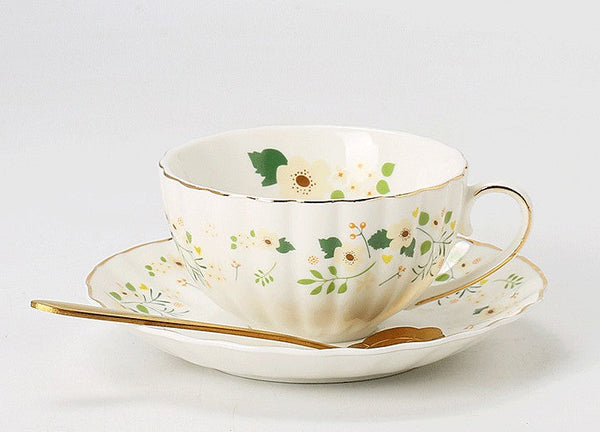 Unique Ceramic Coffee Cups, Creative Porcelain Tea Cup Saucer Set, Traditional English Tea Cup and Saucer, Afternoon British Tea Cups-artworkcanvas