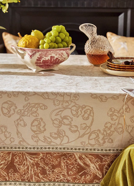 Extra Large Modern Rectangular Tablecloth for Dining Room Table, Flower Farmhouse Table Covers, Square Tablecloth for Round Table, Mid Century Tablecloth for Living Room-artworkcanvas