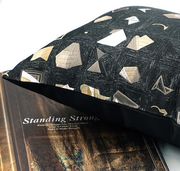 Abstract Black Decorative Throw Pillows, Geometric Contemporary Square Modern Throw Pillows for Couch, Large Simple Throw Pillow for Interior Design-artworkcanvas