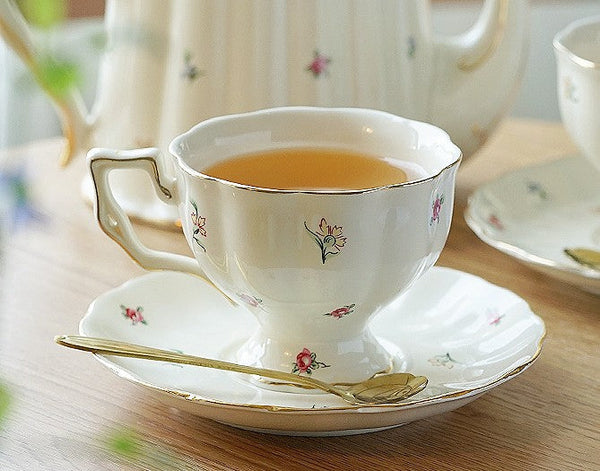 Porcelain Tea Cup Saucer Set, Beautiful British Tea Cups, Traditional English Tea Cup and Saucer, Unique Ceramic Coffee Cups-artworkcanvas