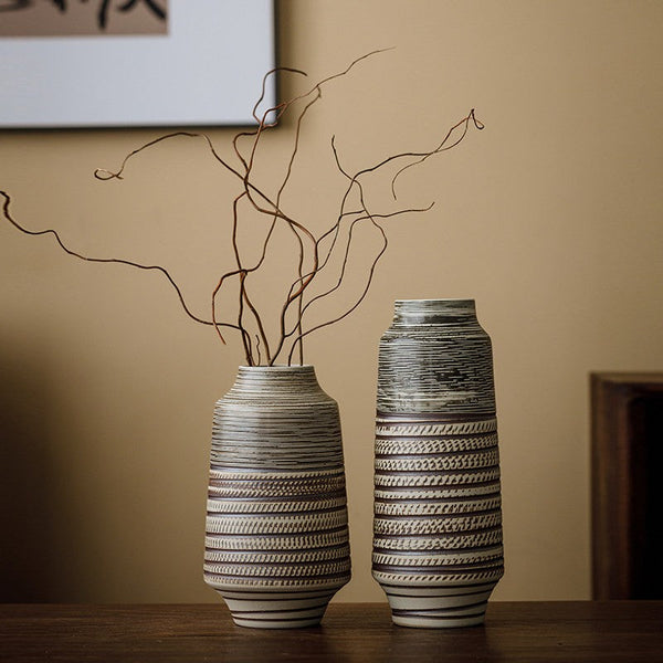Modern Bouquet Flower Vases, Centerpiece on Dining Table, Handmade Pottery Flower Vases Urn, Water Holding Flower Vases, Large Flower Vase on Table-artworkcanvas