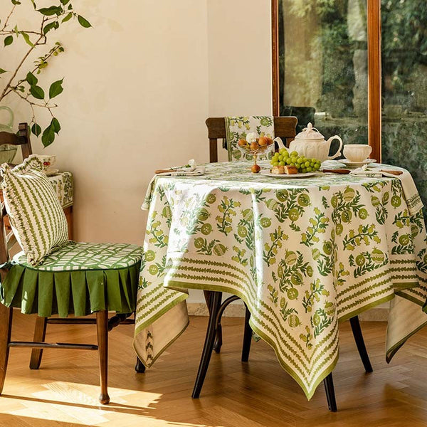 Canterbury Bell and Pomegranate Table Covers for Round Table, Large Modern Rectangle Tablecloth for Dining Table, Farmhouse Table Cloth for Oval Table-artworkcanvas