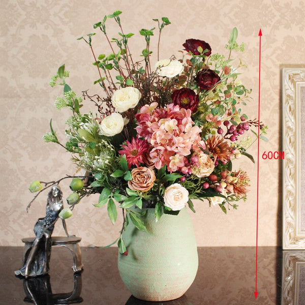 Creative Modern Artificial Floral Arrangement for Bedroom, Large Bunch of Flowers Arrangement Interior Design, Creative Faux Silk Floral Bouquet Table Centerpiece-artworkcanvas