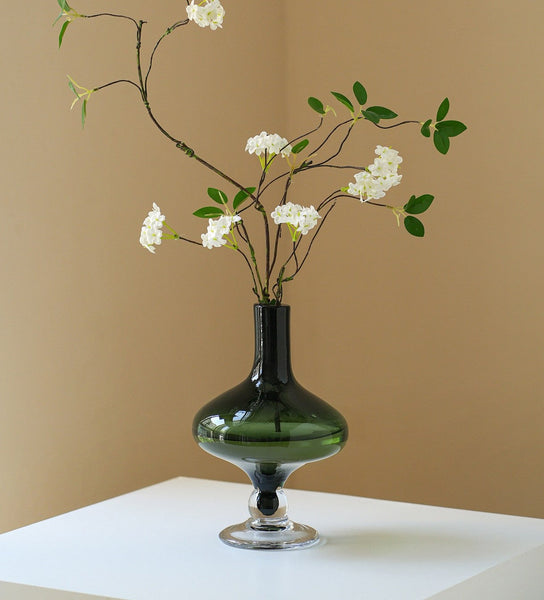Decorative Glass Vase, Mid Century Glass Vases, Handmade Modern Vases for Bedroom, Centerpiece Contemporary Vases on Table, Modern Glass Vase for Flowers-artworkcanvas