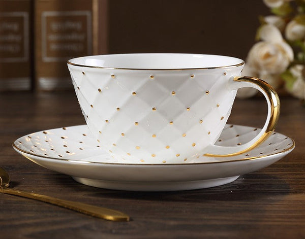 Elegant Ceramic Tea Cups, 6.8 oz Tea Cup and Saucer in Gift Box as Birthday Gift, Beautiful British Tea Cups, Creative Porcelain Tea Cup Set-artworkcanvas