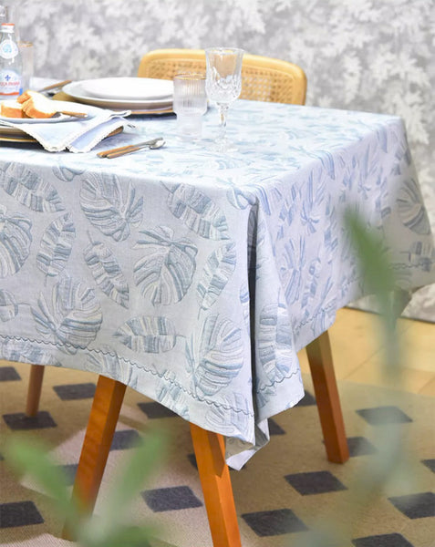 Large Rectangle Table Covers for Dining Room Table, Square Tablecloth for Round Table,Monstera Leaf Modern Table Cloths for Kitchen, Simple Contemporary Cotton Tablecloth-artworkcanvas