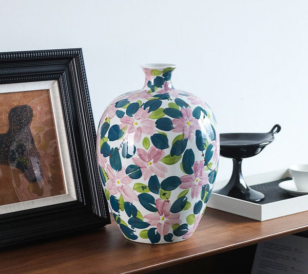 Unique Handmade Modern Flower Vase, Large Porcelain Vases for Modern Home Decor, Centerpiece Ceramic Bouquet Vases, Contemporary Vases on Dining Table-artworkcanvas