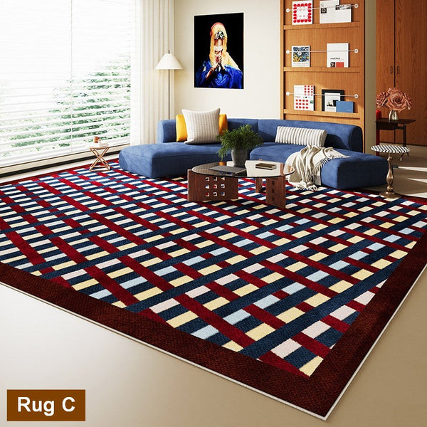 Modern Living Room Rug Ideas, Geometric Modern Rugs for Dining Room, Mid Century Colorful Rugs, Contemporary Abstract Rugs under Coffee Table-artworkcanvas