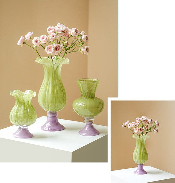 Centerpiece Contemporary Vases on Table, Modern Glass Vase for Flowers, Mid Century Glass Vases, Handmade Modern Vases for Living Room, Unique Decorative Glass Vase-artworkcanvas