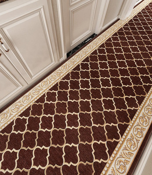 Stain-resistant Non Slip Kitchen Runner Rugs, Entryway Brown Runner Rugs, Modern Long Hallway Runners, Extra Long Narrow Runner Rugs, Entrance Hallway Runners, Hallway Runners-artworkcanvas