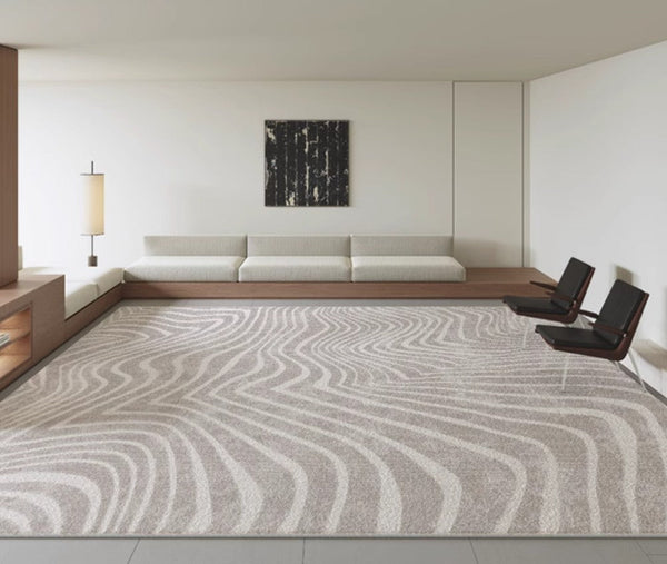 Stripe Area Rugs under Sofa, Modern Carpets for Office, Dining Room Floor Rugs, Mid Century Area Rugs for Living Room, Abstract Contemporary Rugs for Bedroom-artworkcanvas