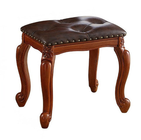 Rubberwood Entry Bench, Vanity Stool, Genuine Leather Solid Wood Entry Bench, Vintage Entry Stool, Solid Wood Ottoman-artworkcanvas