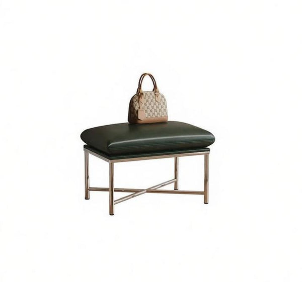 Mid-Century Hall Bench, Contemporay Bedroom Bench, Luxury Genuine Leather Entry Bench, Upholstered Shoe Bench, Narrow Entryway Bench, Modern Shoe Changing Ottoman-artworkcanvas
