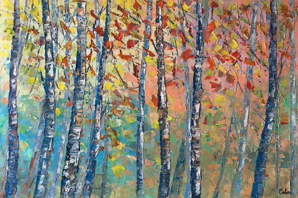 Birch Tree Painting, Landscape Painting, Original Wall Art, Canvas Art, Custom Large Oil Painting