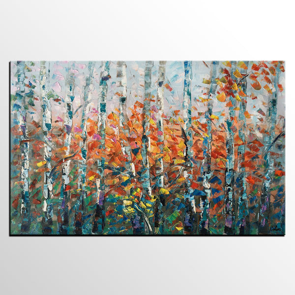 Birch Tree Wall Art, Custom Artwork, Art on Canvas, Living Room Wall Art, Ready to Hang