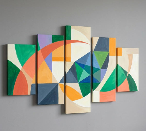 Modern Abstract Paintings, Geometric Acrylic Art for Living Room, Contemporary Canvas Paintings