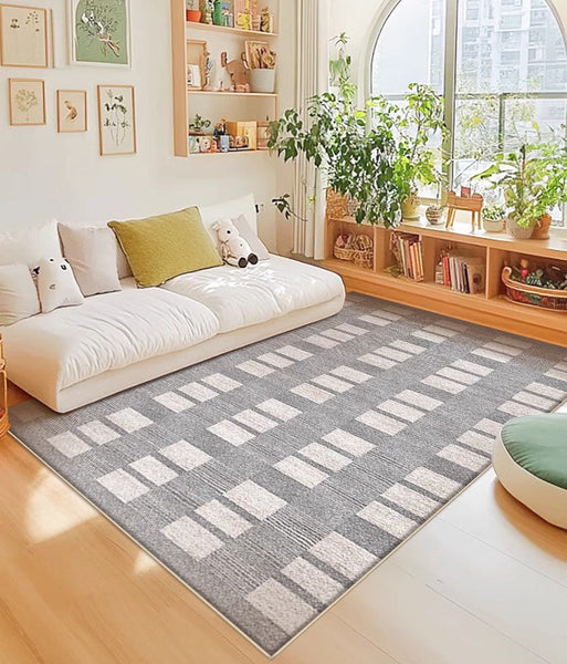 Dining Room Floor Rug, Large Gray Floor Rugs for Living Room, Modern Floor Rugs for Bedroom, Extra Large Geometric Modern Rugs for Office-artworkcanvas