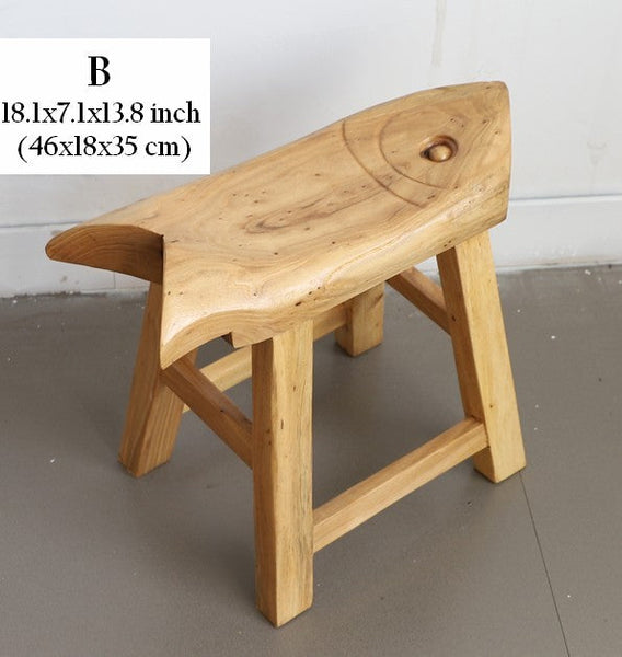 Children's Wooden Stool, Sofa Stool, Dining Table Stool, Handmade Solid Wood low Stool, Creative Shoe-changing Stool, Old Elm Wood Stool-artworkcanvas