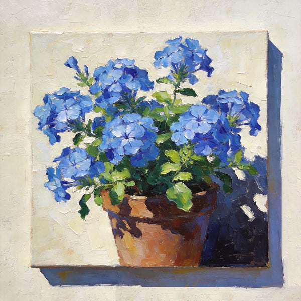 Still Life Painting, Blooming Blue Plumbago, Small Canvas Wall Art, Hand Painted Canvas Art, Original Flower Paintings, Buy Small Paintings Online-artworkcanvas