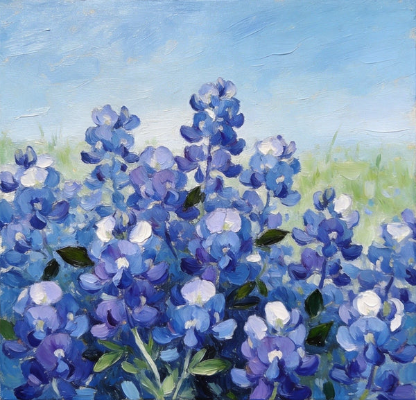 Blue Plumbago in Full Bloom, Small Canvas Wall Art, Still Life Painting, Hand Painted Canvas Art, Original Flower Paintings, Buy Small Paintings Online-artworkcanvas
