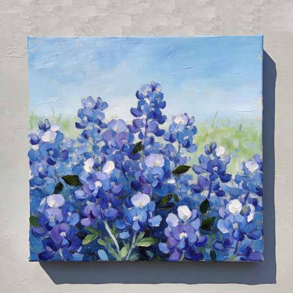 Blue Plumbago in Full Bloom, Small Canvas Wall Art, Still Life Painting, Hand Painted Canvas Art, Original Flower Paintings, Buy Small Paintings Online-artworkcanvas