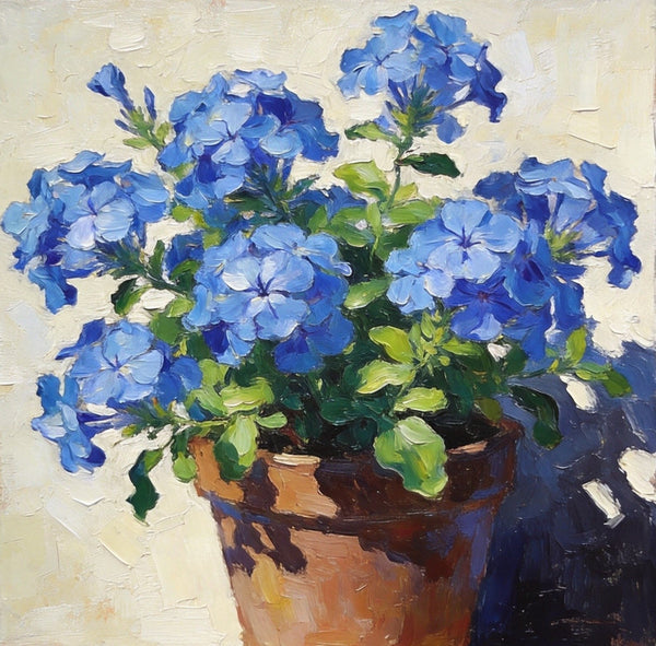 Still Life Painting, Blooming Blue Plumbago, Small Canvas Wall Art, Hand Painted Canvas Art, Original Flower Paintings, Buy Small Paintings Online-artworkcanvas