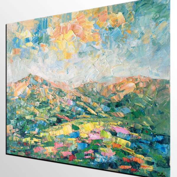 Mountain Landscape Painting, Large Wall Art Paintings, Custom Canvas Painting for Bedroom, Landscape Wall Art Paintings, Original Oil Painting