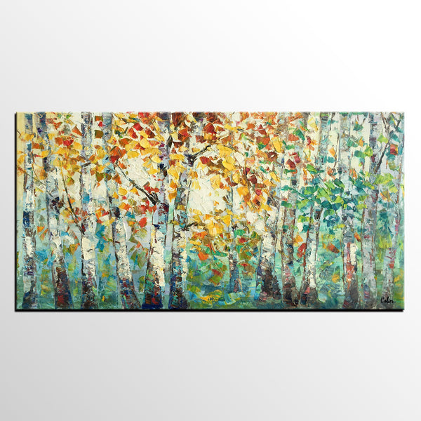 Autumn Tree Landscape Painting, Landscape Painting for Sale, Autumn Paintings, Living Room Wall Art Paintings, Custom Original Painting