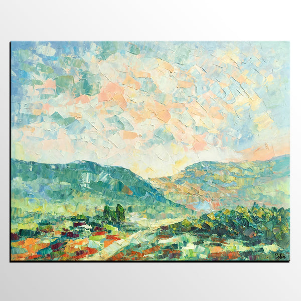 Mountain Landscape Canvas Paintings, Impasto Painting, Palette Knife Paintings, Original Landscape Art, Custom Large Painting for Bedroom