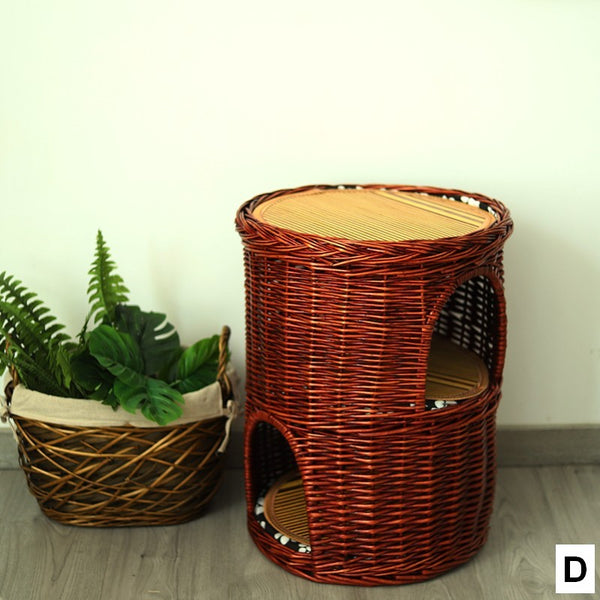 Triple-Layer Cat Bed, Large Cat House Basket with Washable Cushion for Indoor Cats and Dogs-artworkcanvas