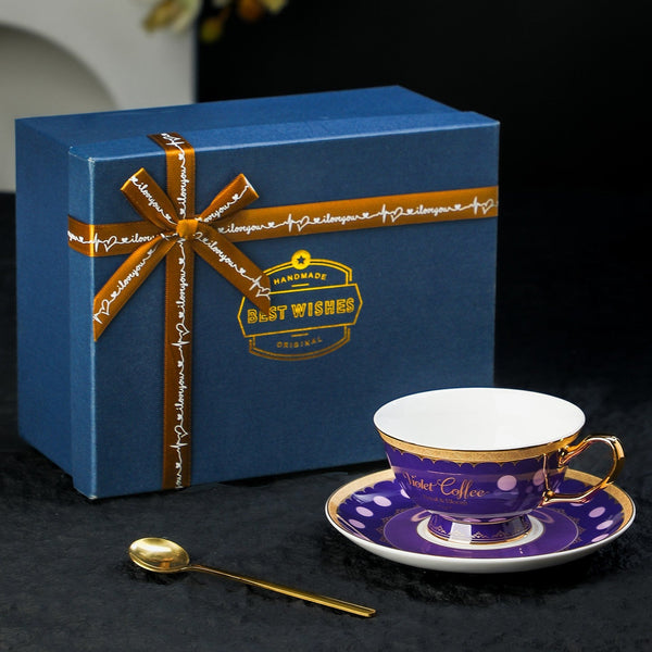 British Royal Tea Cup and Saucer Set in Gift Box, Ceramic Tea Cup and Saucer Set, Porcelain Coffee Cup with Saucer, Porcelain Tea Cup and Saucer Set-artworkcanvas