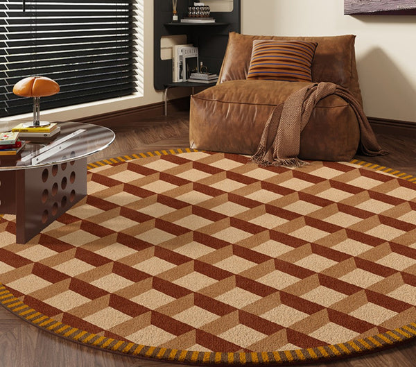 Modern Rugs under Chairs, Bedroom Modern Round Rugs, Dining Room Contemporary Round Rugs, Circular Modern Rug Ideas for Living Room-artworkcanvas