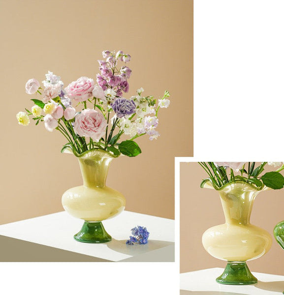 Unique Modern Glass Vase, Contemporary Vase for Modern Home Decor, Modern Glass Flower Vases, Handmade Liuli Vases, Centerpiece Vases on Table-artworkcanvas