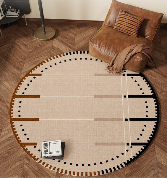 Geometric Round Rugs for Dining Room, Contemporary Modern Rugs, Mid Century Modern Rugs under Chairs, Bedroom Circular Modern Rugs-artworkcanvas