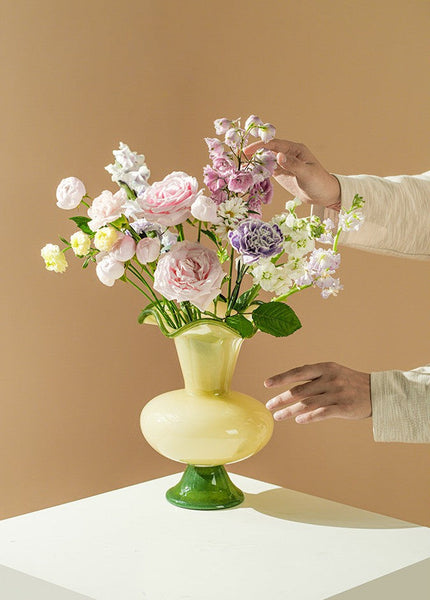Unique Modern Glass Vase, Contemporary Vase for Modern Home Decor, Modern Glass Flower Vases, Handmade Liuli Vases, Centerpiece Vases on Table-artworkcanvas