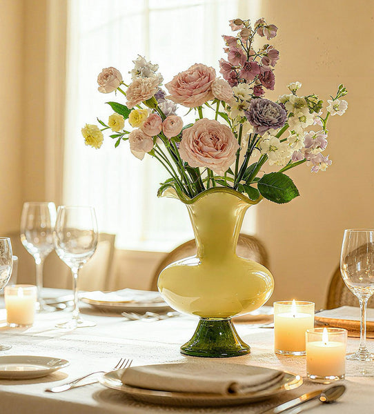 Contemporary Vase for Modern Home Decor, Unique Modern Glass Vase, Modern Glass Flower Vases, Handmade Liuli Vases, Centerpiece Vases on Table-artworkcanvas