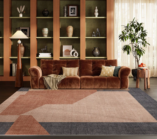 Mid Century Contemporary Modern Rugs, Abstract Modern Rugs for Living Room, Contemporary Geometric Carpets, Oversized Modern Rugs under Dining Room Table-artworkcanvas