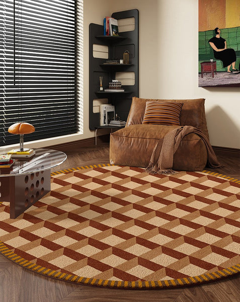Modern Rugs under Chairs, Bedroom Modern Round Rugs, Dining Room Contemporary Round Rugs, Circular Modern Rug Ideas for Living Room-artworkcanvas