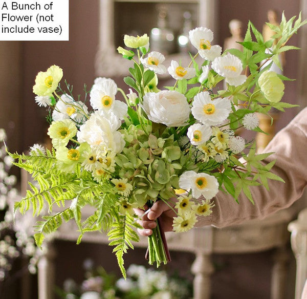 Table Centerpiece, Large Bunch of Romantic Flowers, Beautiful Spring Flower Arrangement for Home Decoration, Real Touch Artificial Floral for Living Room-artworkcanvas