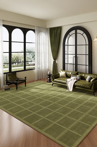 Contemporary Modern Rugs for Living Room, Minimalist Geometric Rugs for Living Room, Mid Century Modern Rugs, Green Absract Rugs for Bedroom-artworkcanvas