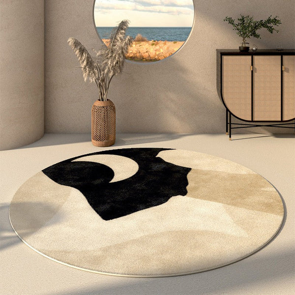 Modern Runner Rugs Next to Bed, Round Area Rug for Dining Room, Coffee Table Rugs, Contemporary Area Rugs for Bedroom, Circular Modern Area Rugs-artworkcanvas