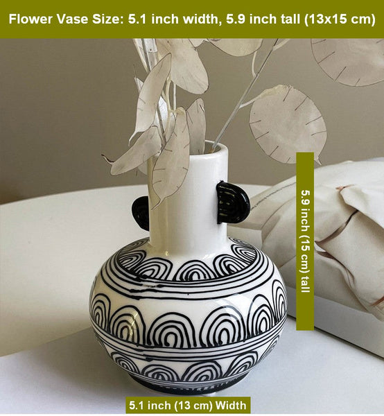 Geometric Porcelain Flower Vases, Handmade Water Holding Flower Vases, Ceramic Bud Vases, Small Flower Vases on Table-artworkcanvas