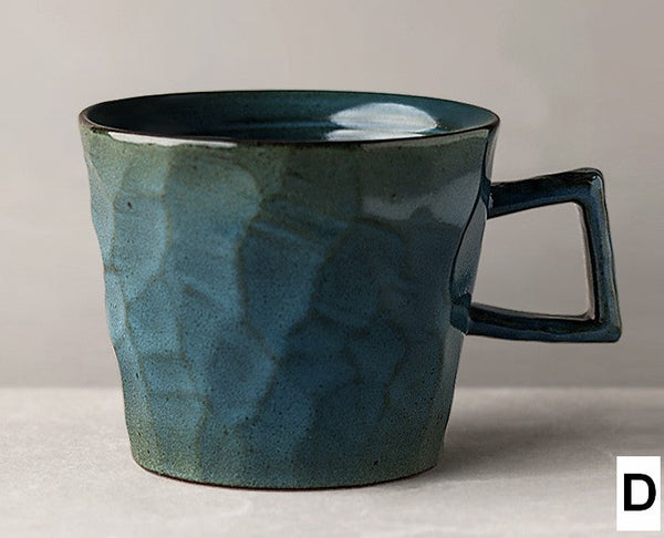 Modern Handmade Pottery Coffee Cup, Creative Brown White Black Blue Ceramic Coffee Mugs, Large Unique Tea Cup, Large Capacity Coffee Cups-artworkcanvas