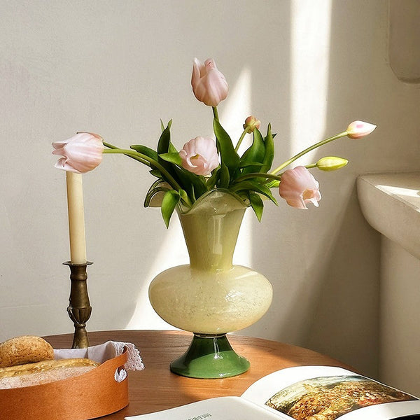 Bouquet Flower Vase, Vintage Glass Flower Vases, Water Holding Flower Vases, Glass Bud Vases, Handmade Flower Vases on Table-artworkcanvas