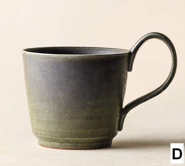 Modern Handmade Pottery Coffee Cup, Creative Brown Green Blue Ceramic Coffee Mugs, Large Unique Tea Cup, Large Capacity Coffee Cups-artworkcanvas