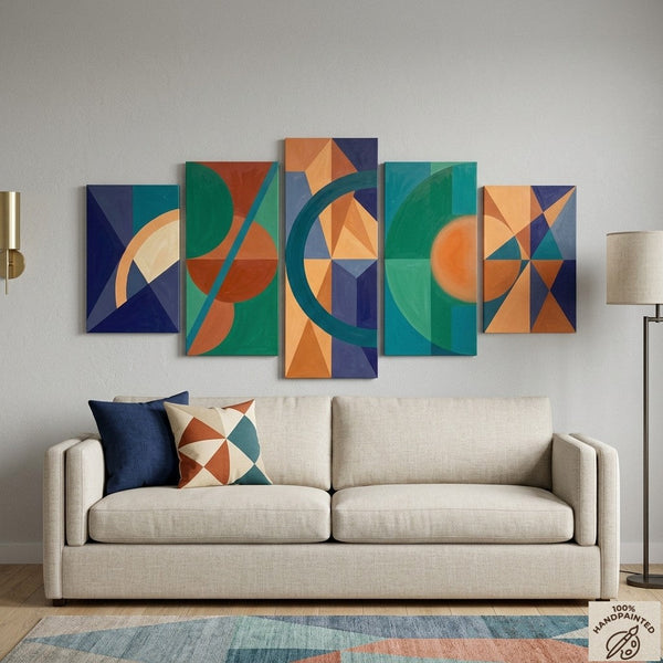Hand Painted Acrylic Artwork, Large Canvas Paintings for Living Room, Geometric Modern Art, Contemporary Abstract Painting-artworkcanvas