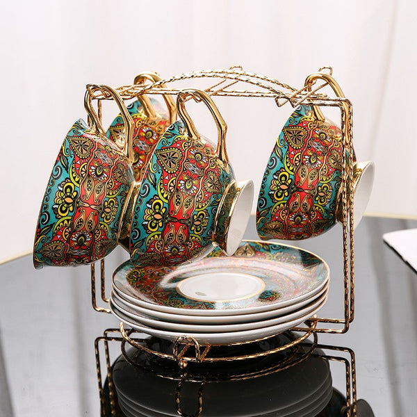 Royal Porcelain Tea Cup Saucer Set, Elegant British Ceramic Coffee Cups, Unique British Tea Cup and Saucer in Gift Box-artworkcanvas