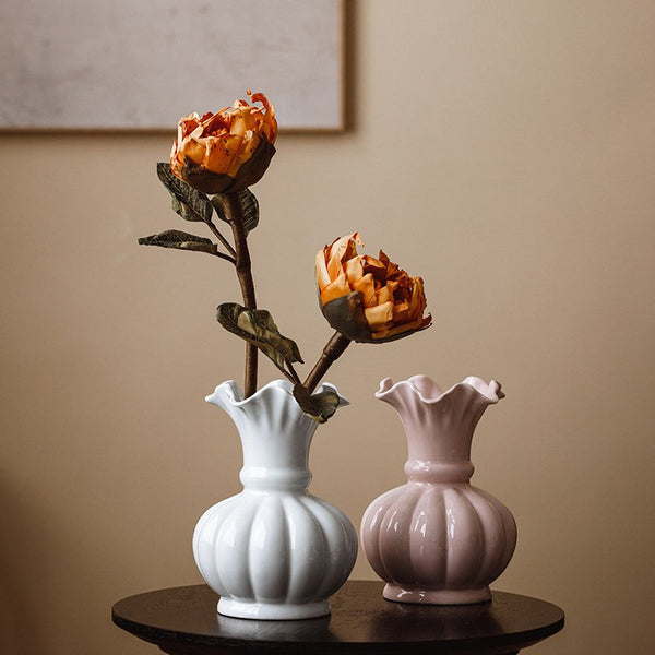 Handmade Water Holding Flower Vase, Ceramic Bud Vases, Small Flower Vases on Table, Rustic Porcelain Flower Vases-artworkcanvas