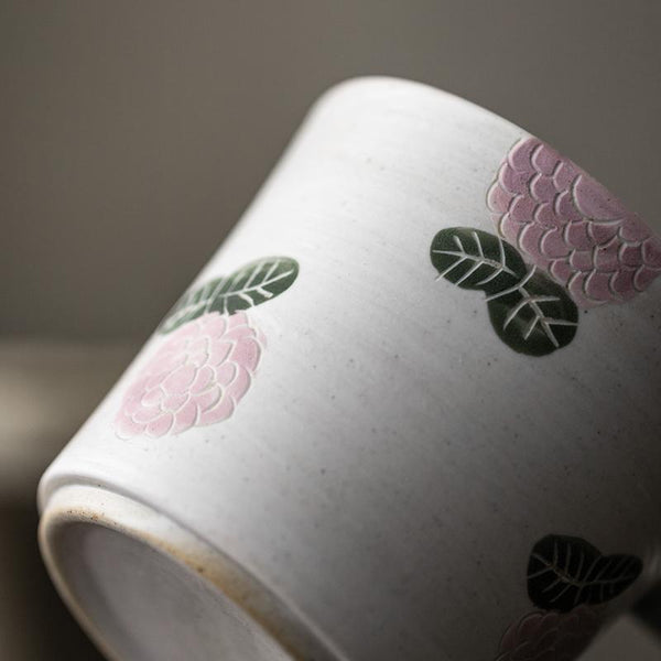 Handmade Pottery Coffee Cup, 10 oz Rose Ceramic Coffee Mug, Cappuccino Coffee Cup, Tea Cup-artworkcanvas